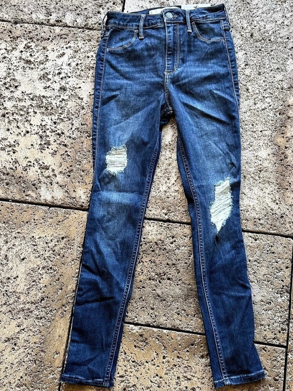 Hollister Curvy High Rise Jean Legging Distressed Blue 25x26 1SNWT